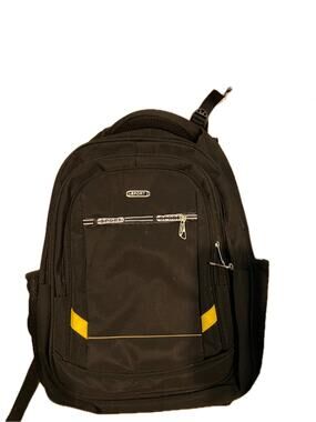 Sport Unisex Padded Three Section Backpack Black w Yellow